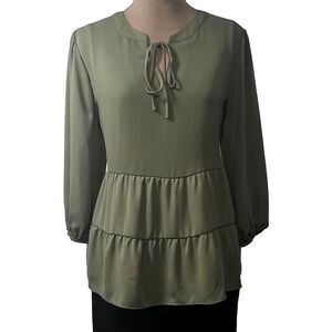 New York & Company Sage Green Blouse Womens Large NWT Office Casual Top